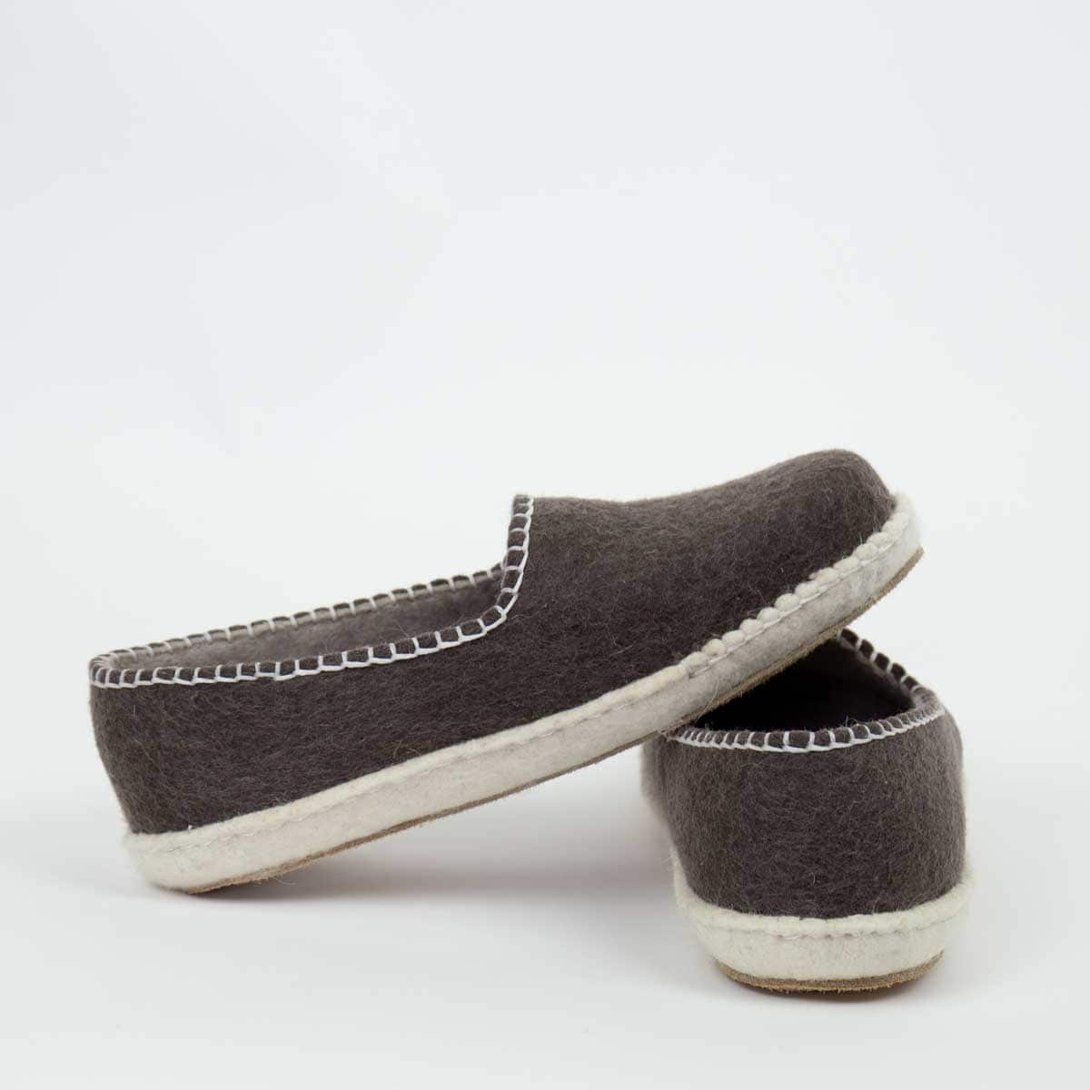 FELT Tofflor, brun/vit