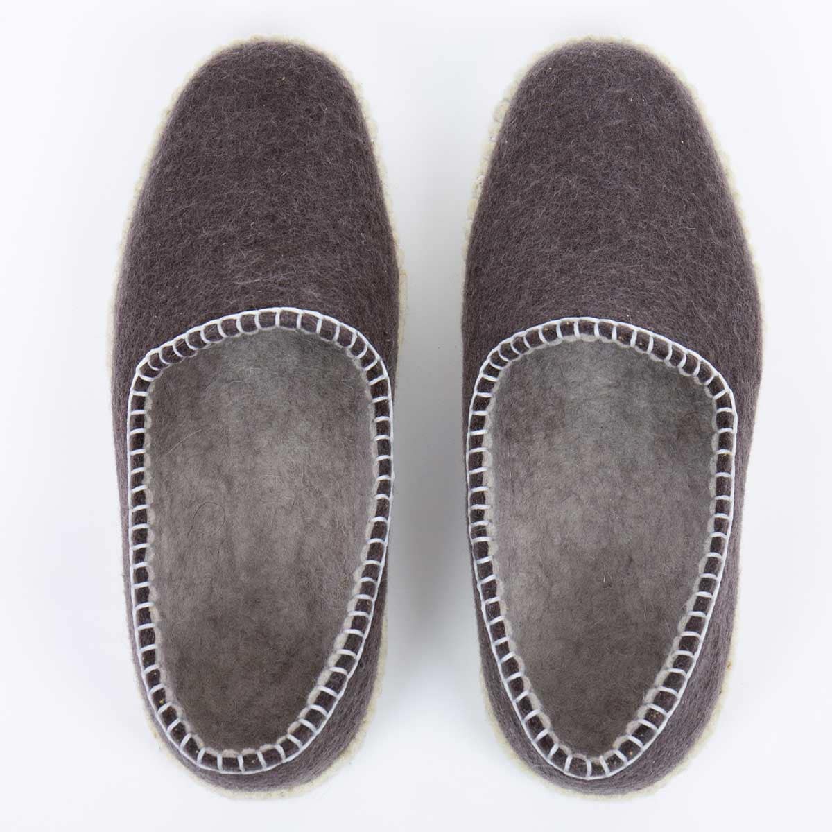 FELT Tofflor, brun/vit