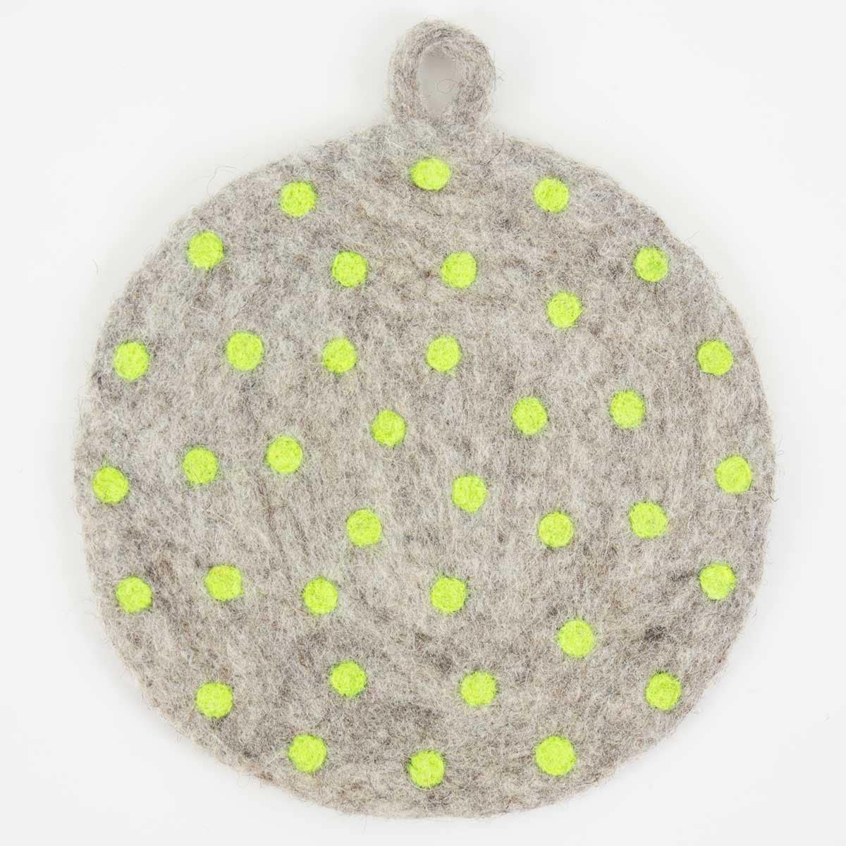 FELT DOT Potholder, light grey/yellow
