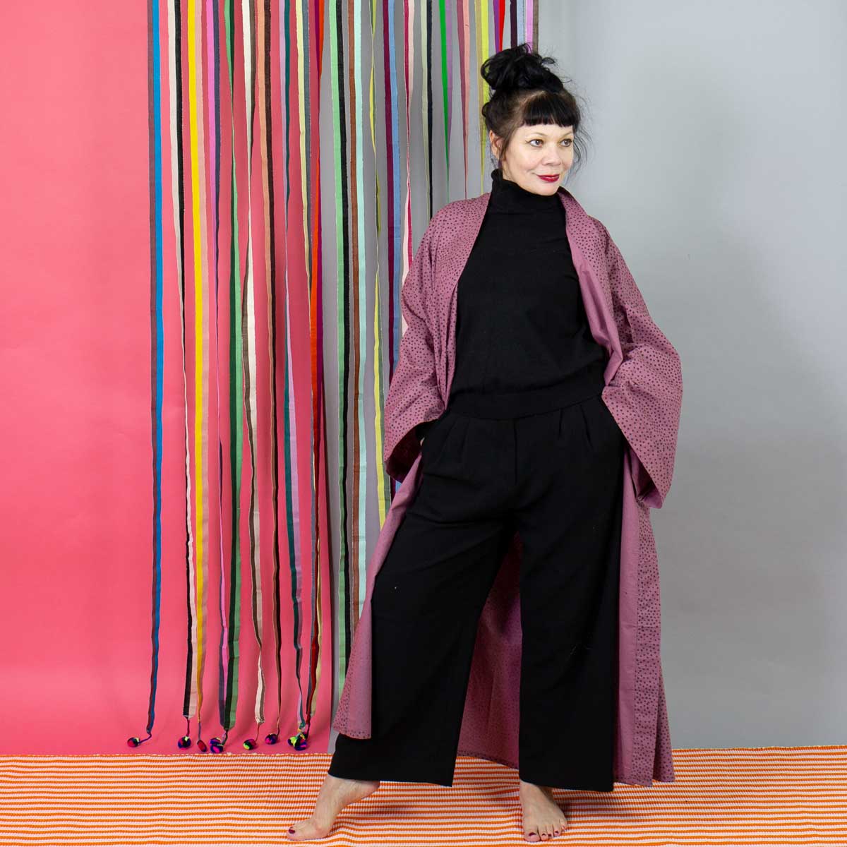 FLECK Kimono, wine/black