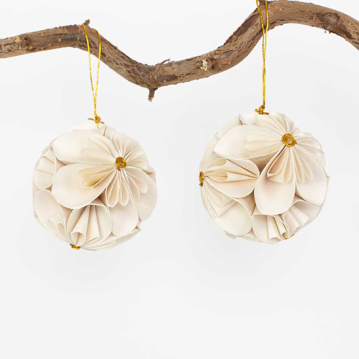 FLOWER BALL Ornament 2 p, white