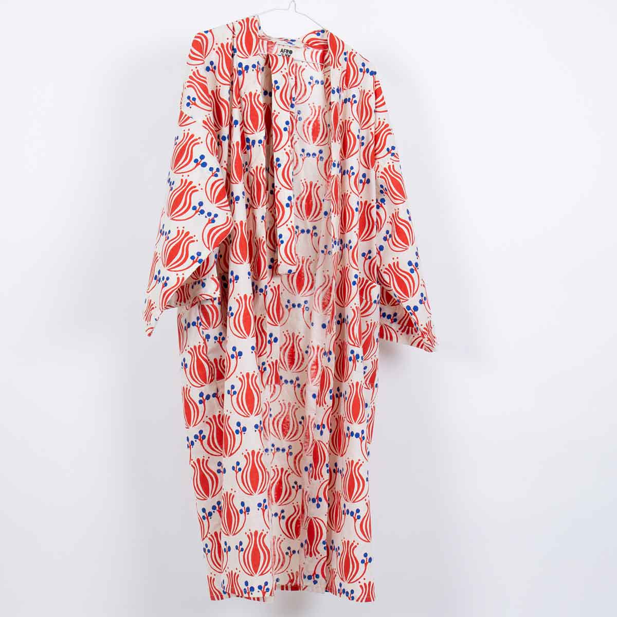 FLOWER Kimono, red/blue