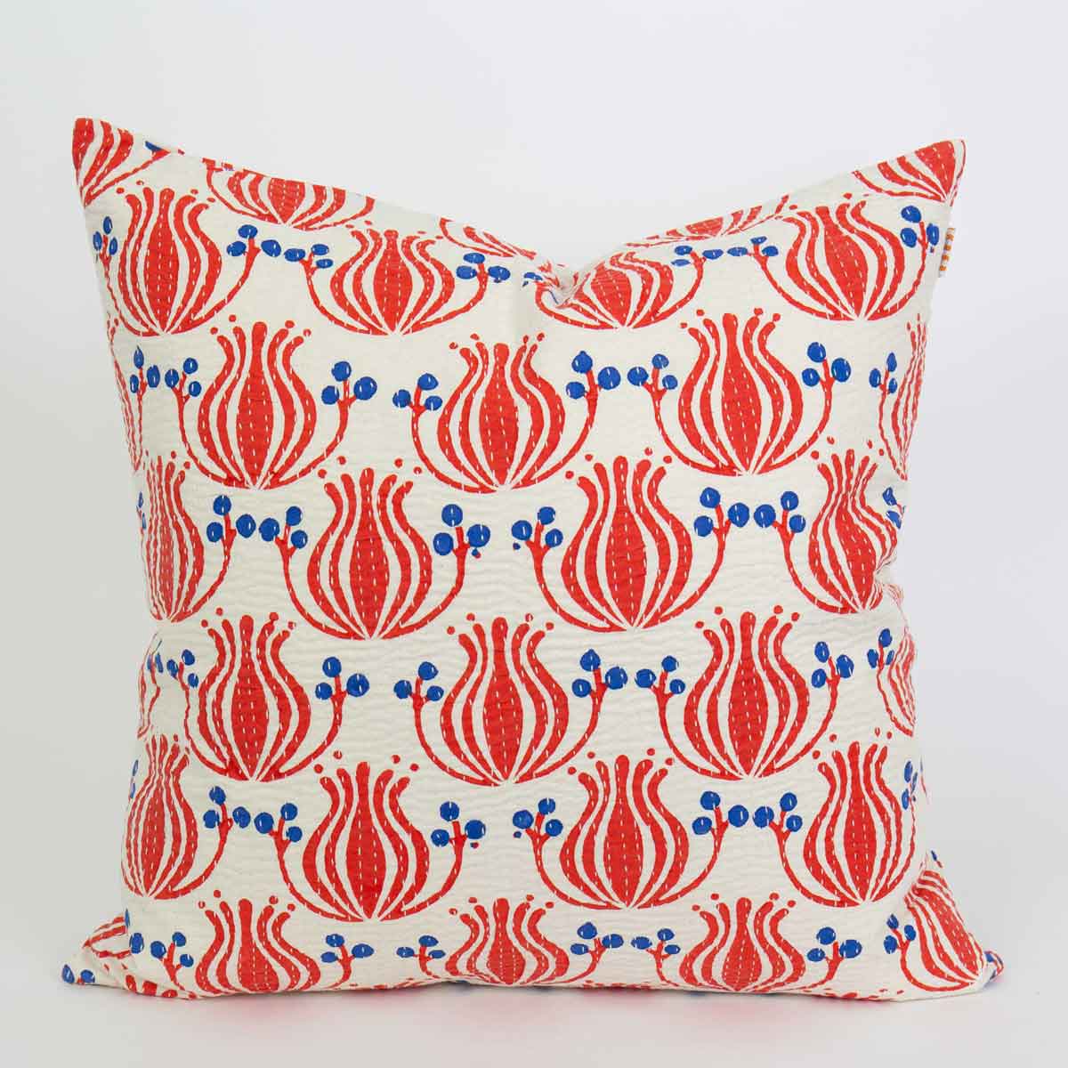 FLOWER Cushion cover 50x50, red/blue