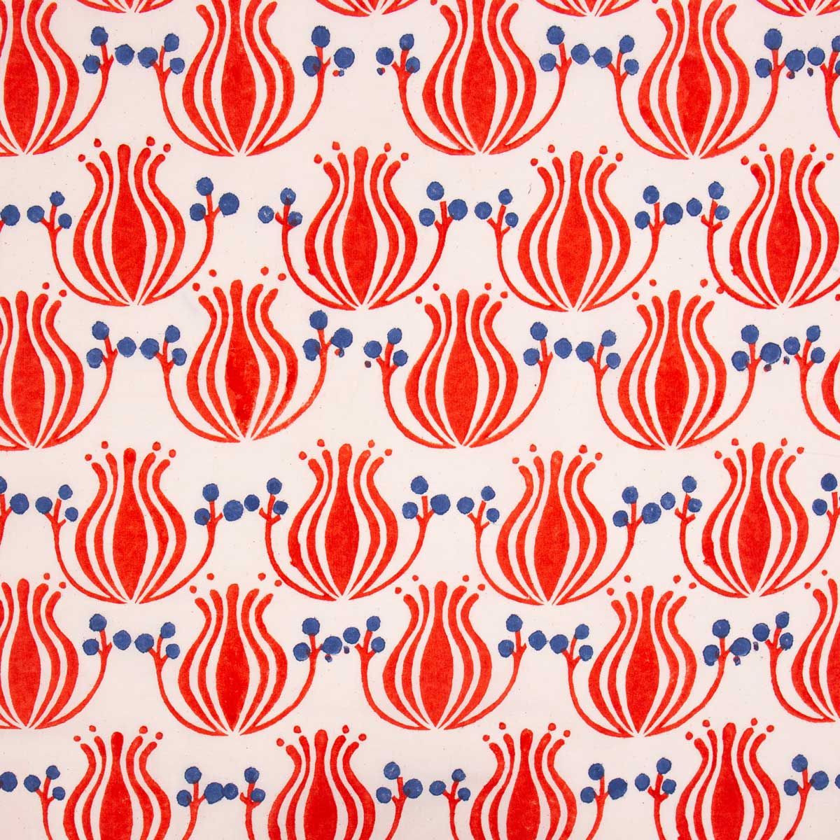 FLOWER Fabric, red/blue