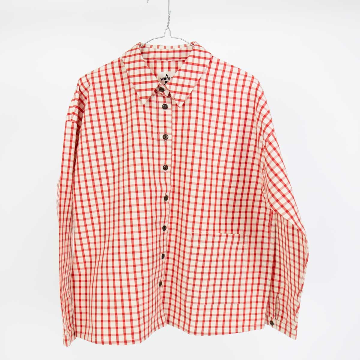 FREDRIKA Skjortjacka, offwhite/röd