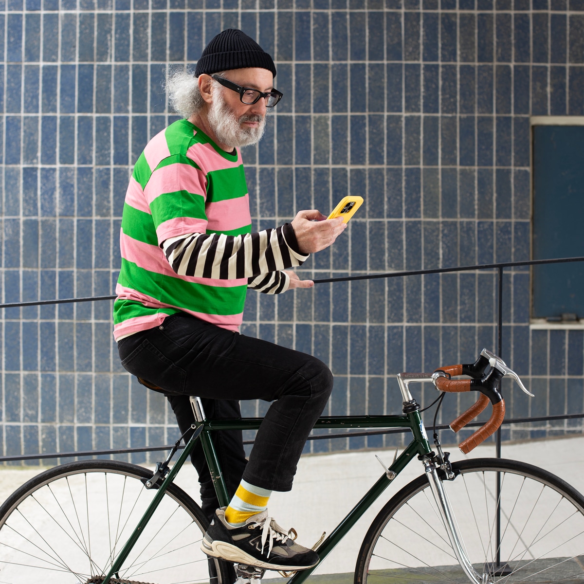 AWOC Men T-shirt, long sleeve, black/offwhite