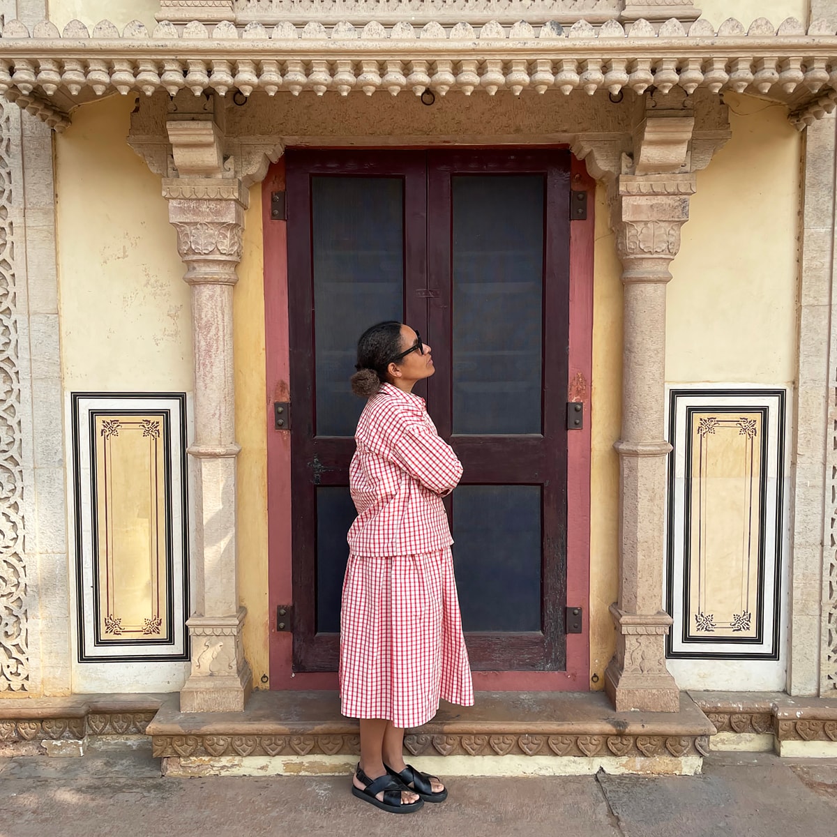 FREDRIKA Skirt, offwhite/red, onesize