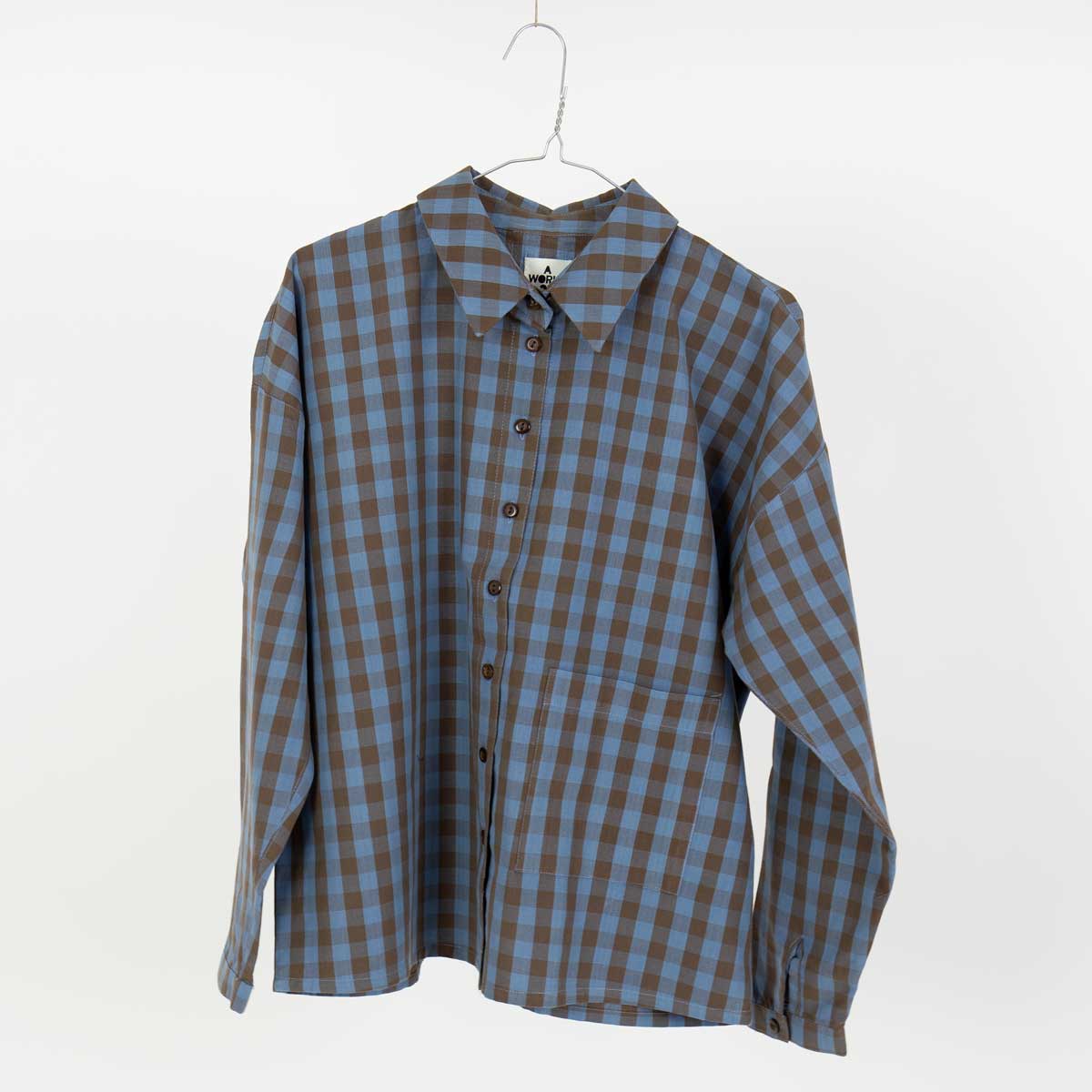 GISELA Skjortjacka, blå/brun