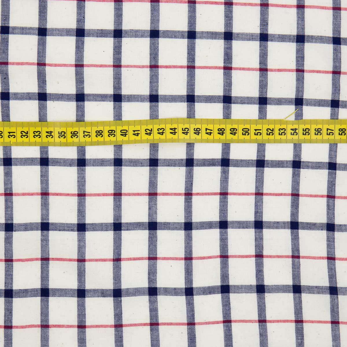 GUDRUN Metervara rutig, vit/blå/röd