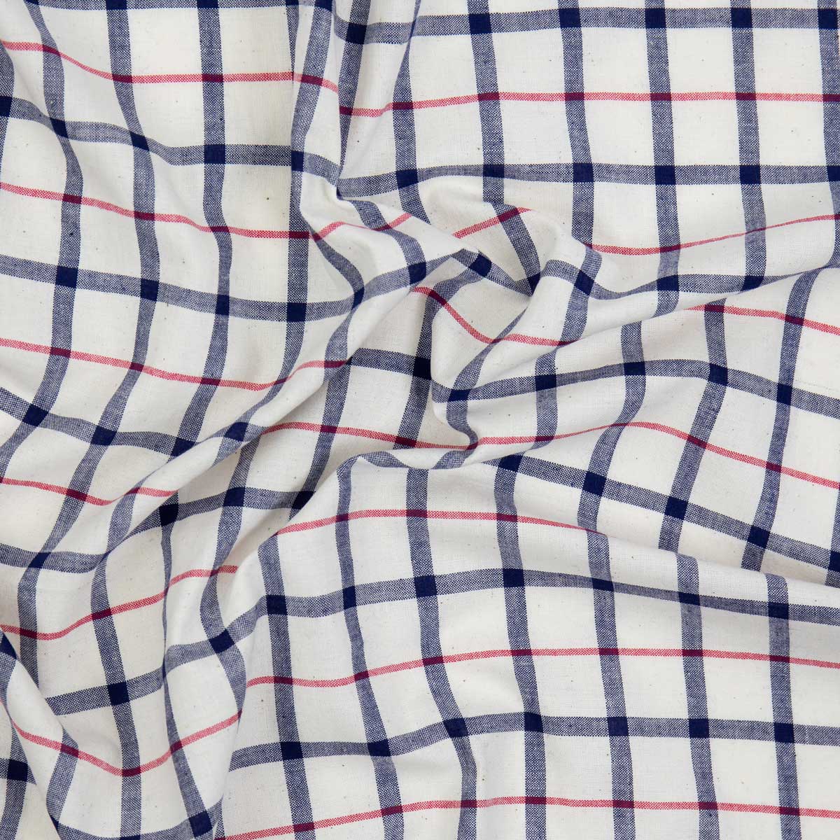 GUDRUN Metervara rutig, vit/blå/röd