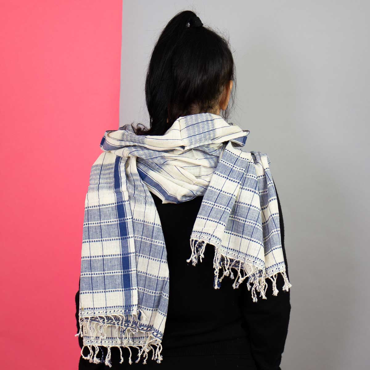 GUJARAT Scarf, blue/white