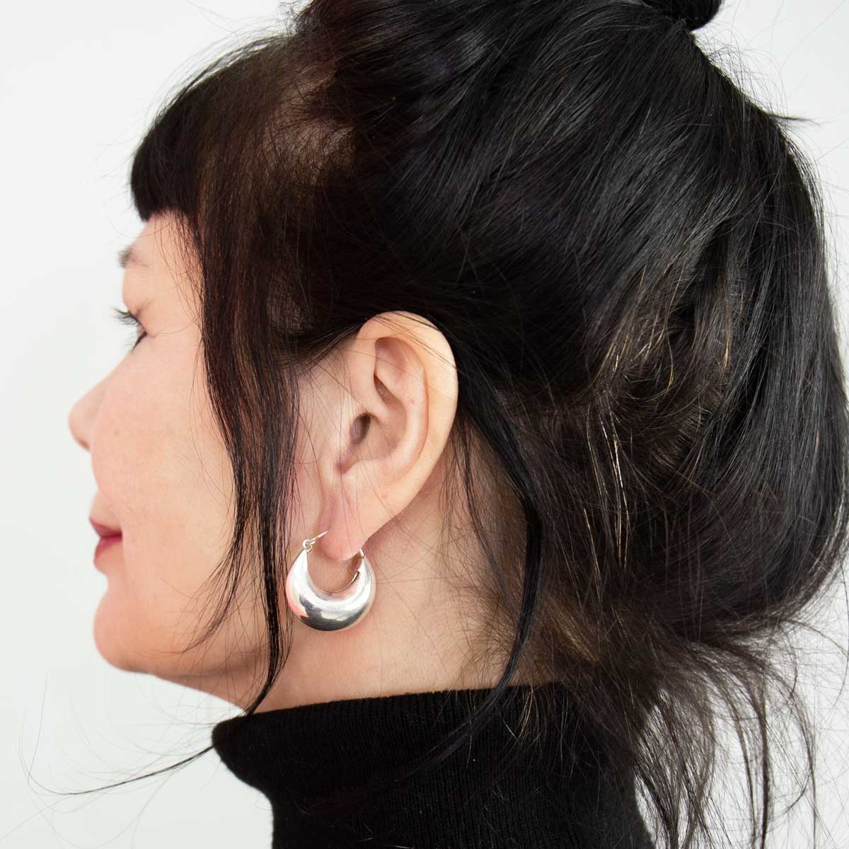 HALF MOON Earrings, silver