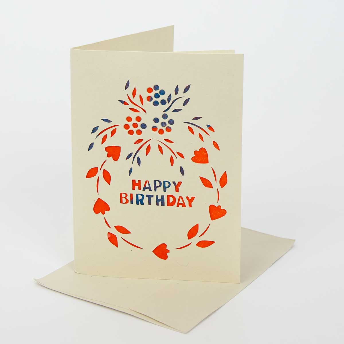 HAPPY BIRTHDAY Kort, blå/orange