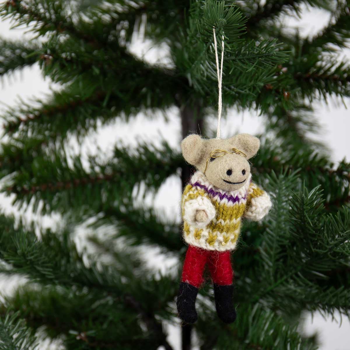 HIPPO WITH GLASSES Christmas ornament