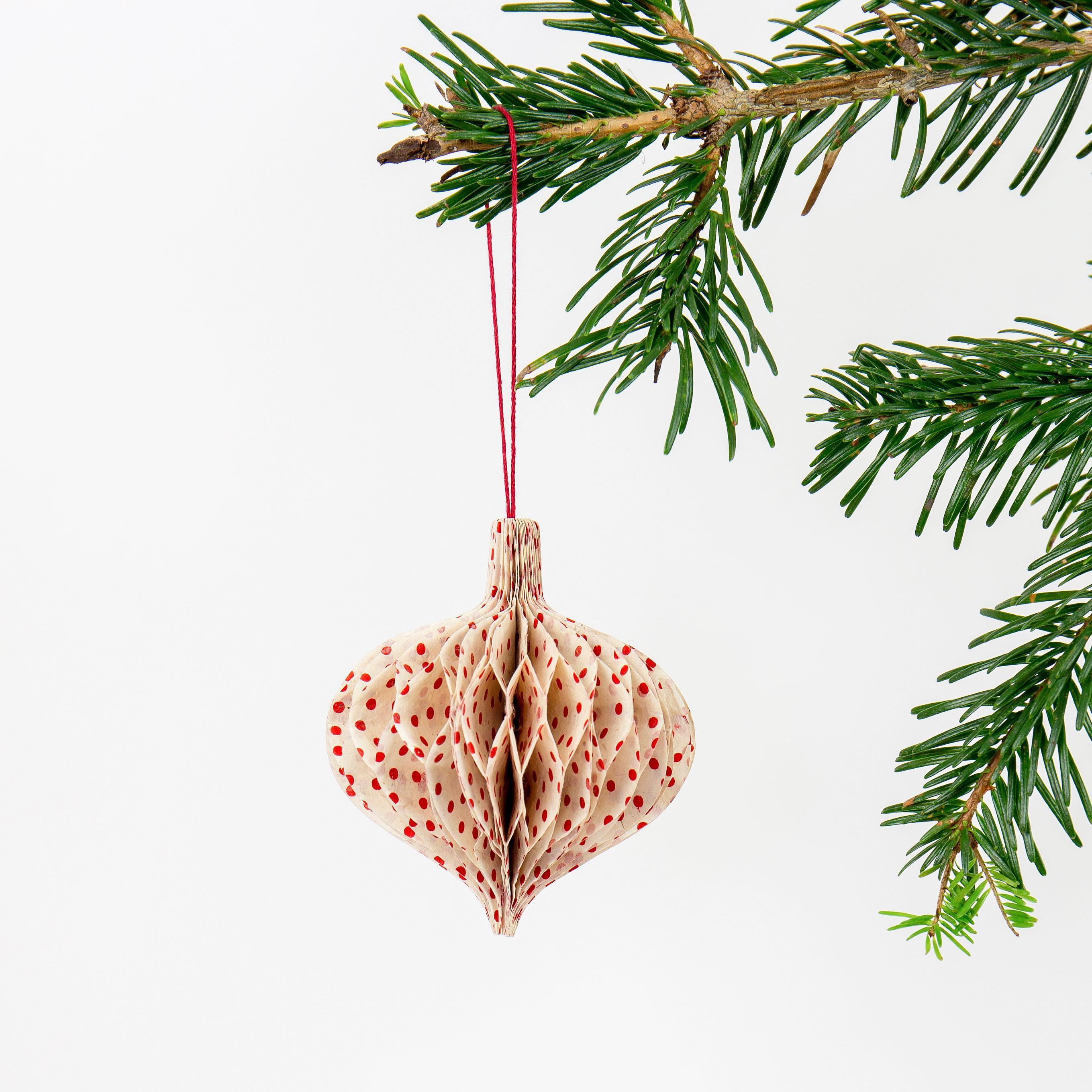 HONEYCOMB DROP Christmas ornament, white/red