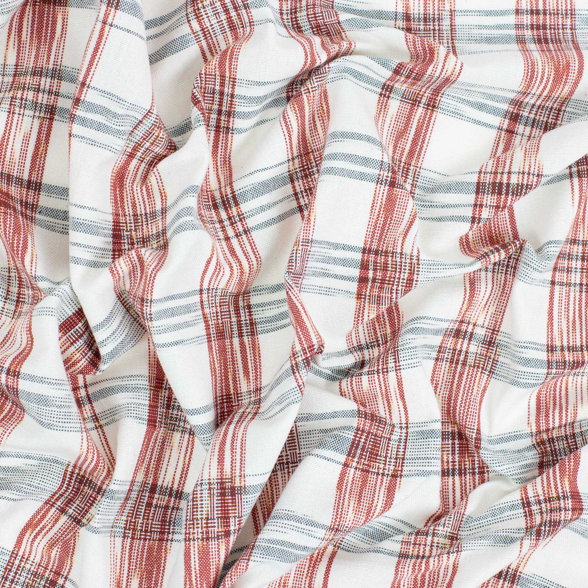 IKAT CHECK Fabric, offwhite/grey/red