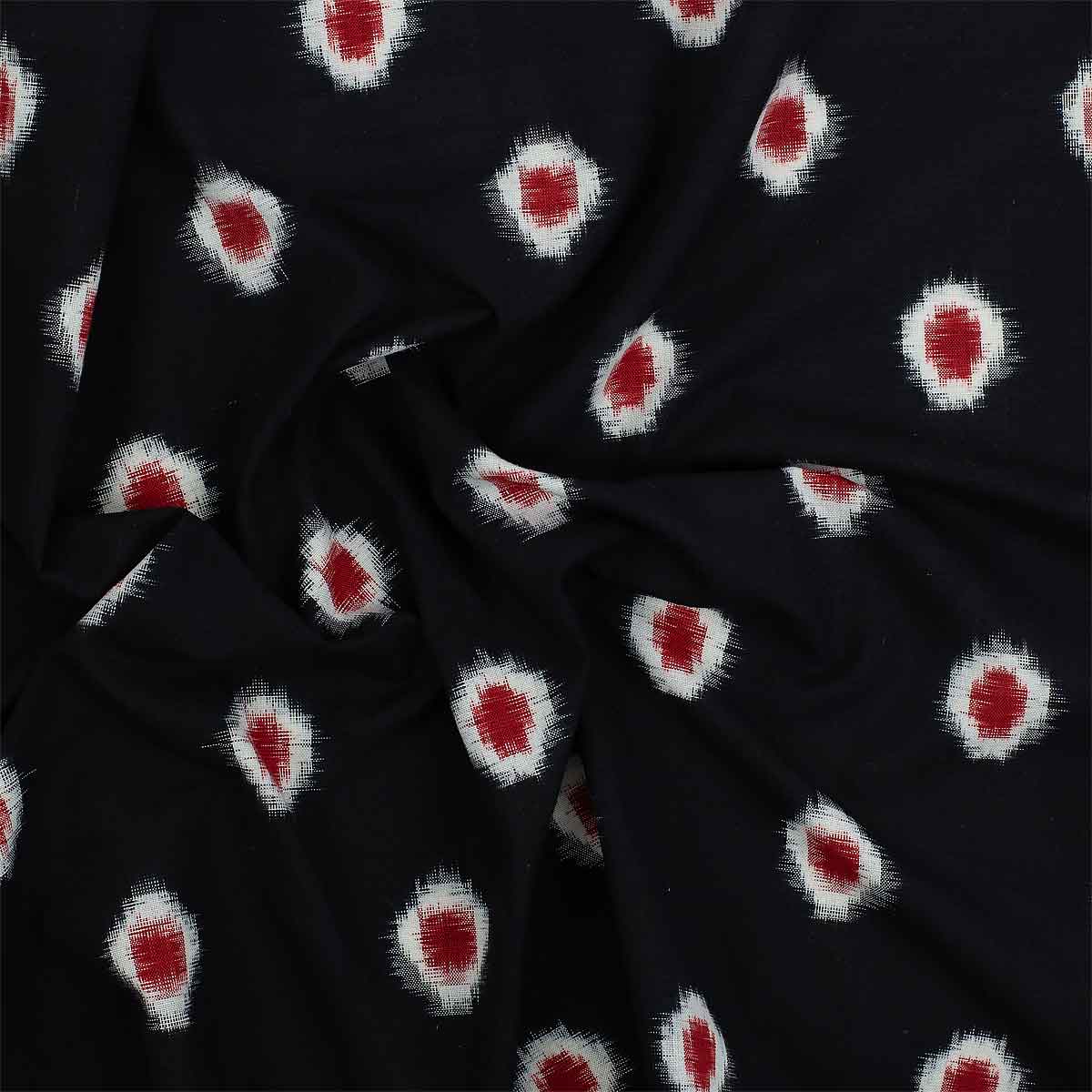 IKAT CIRCLE Fabric, black/red/white