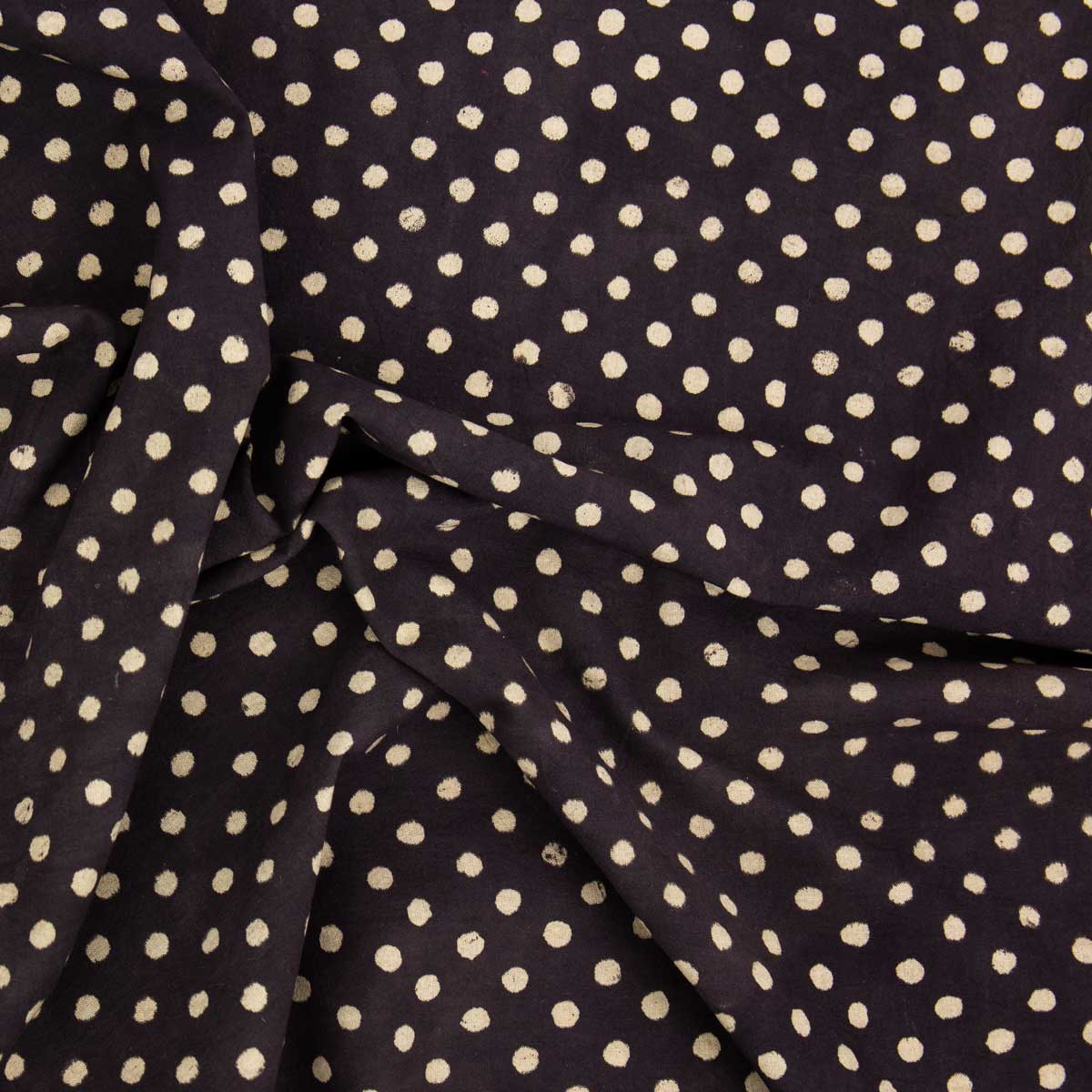 KALAMKARI Dots Metervara, mörkbrun/beige