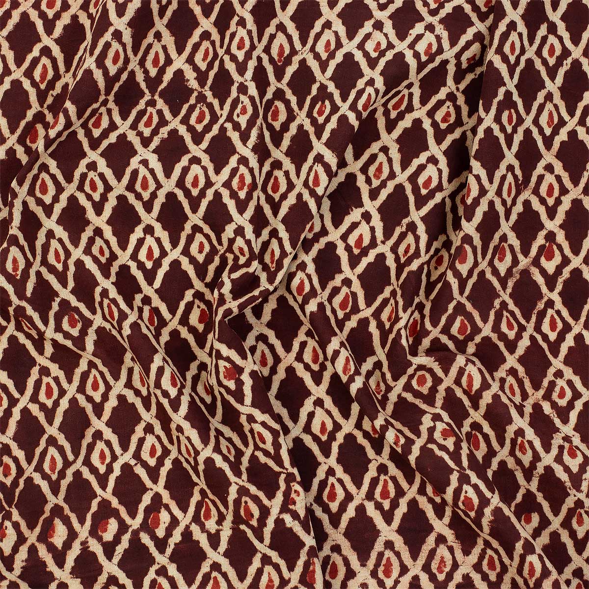 KALAMKARI Medallion Fabric, red