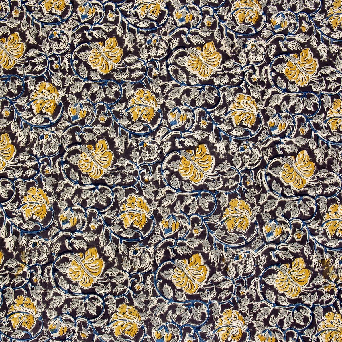 KALAMKARI Yellow poppy Fabric