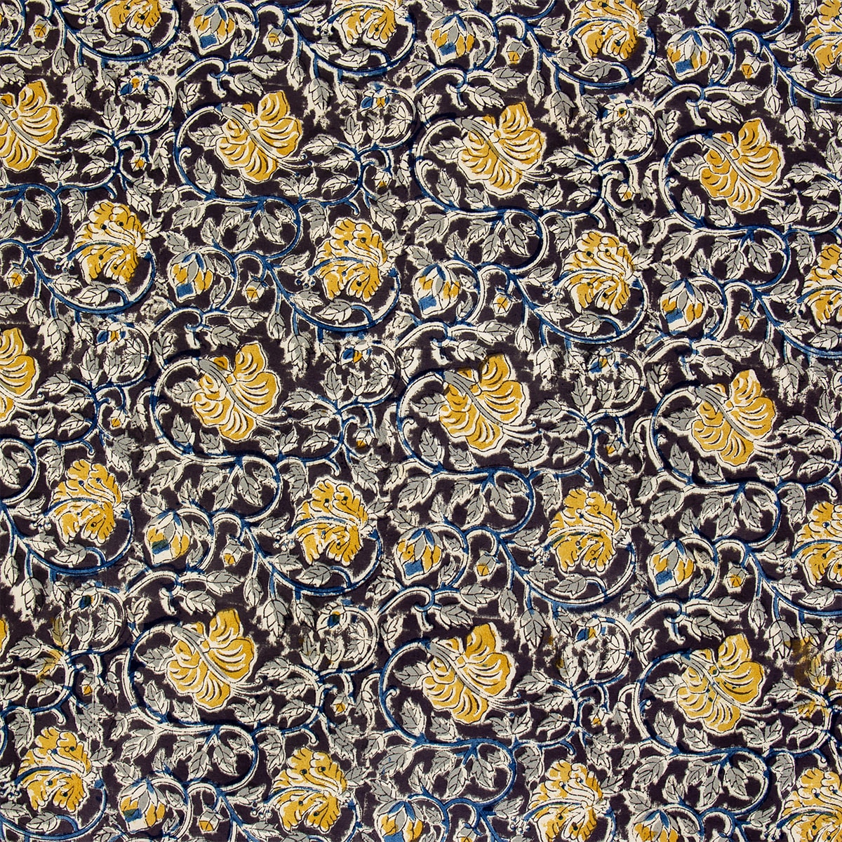 KALAMKARI Yellow poppy Metervara