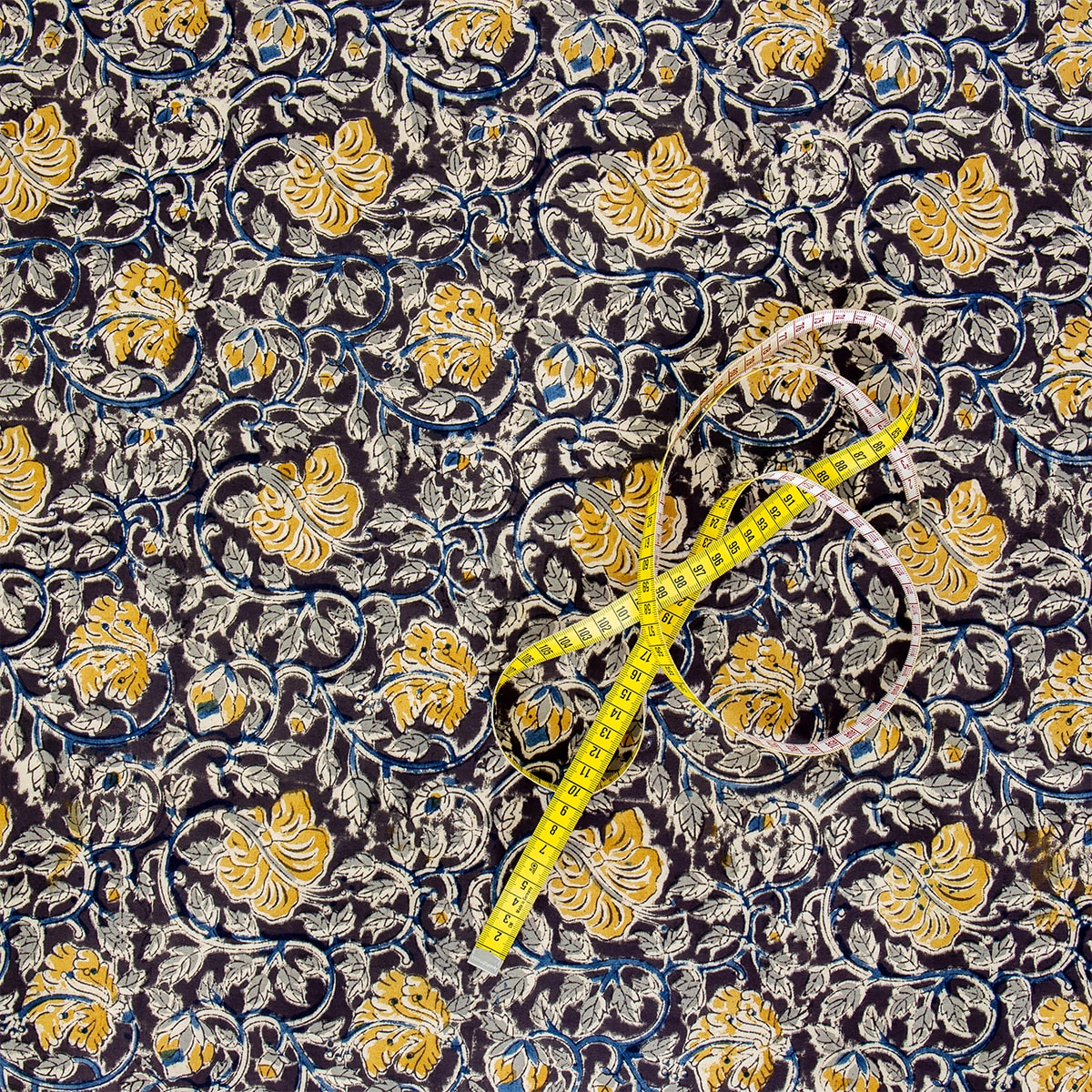 KALAMKARI Yellow poppy Metervara