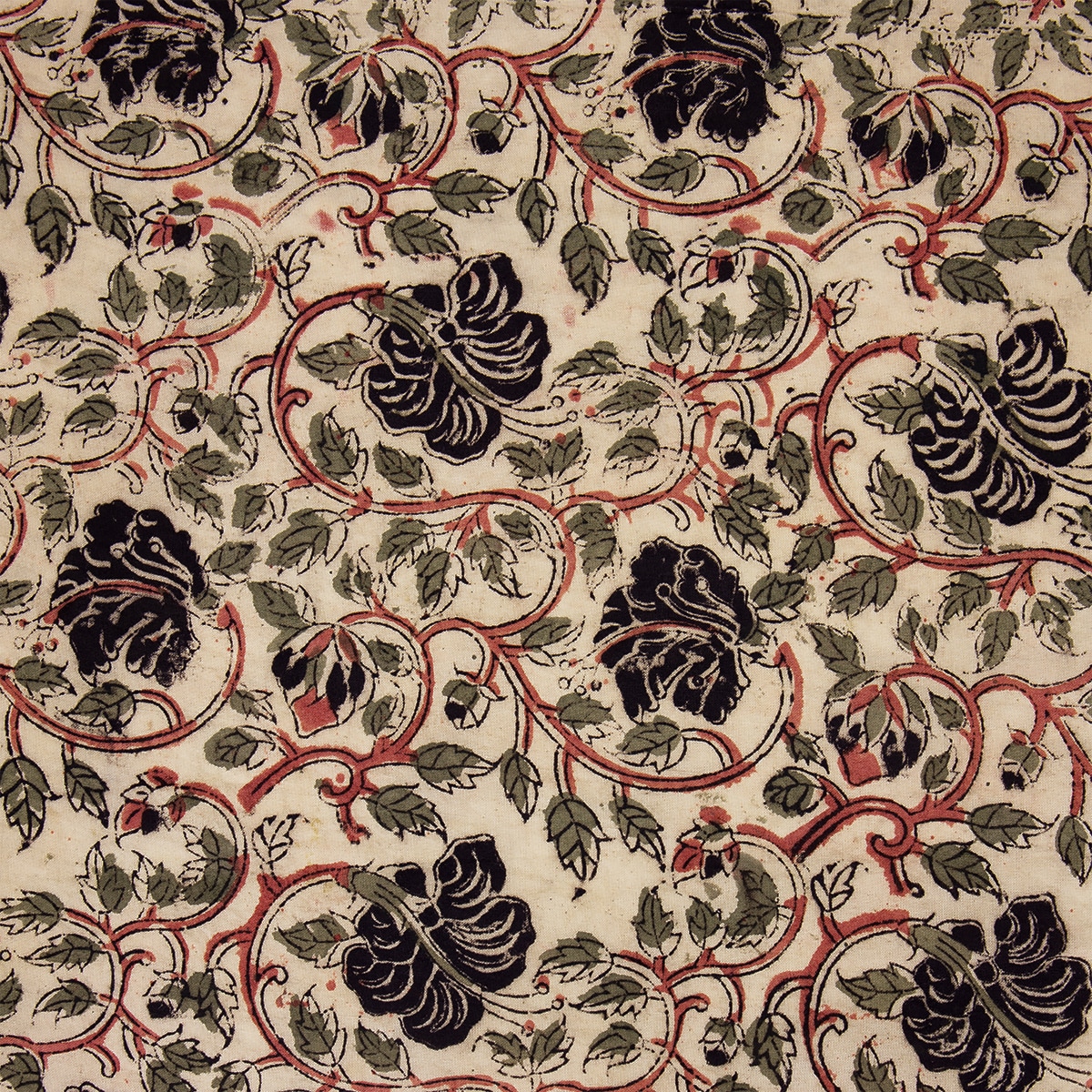 KALAMKARI Black Poppy Fabric