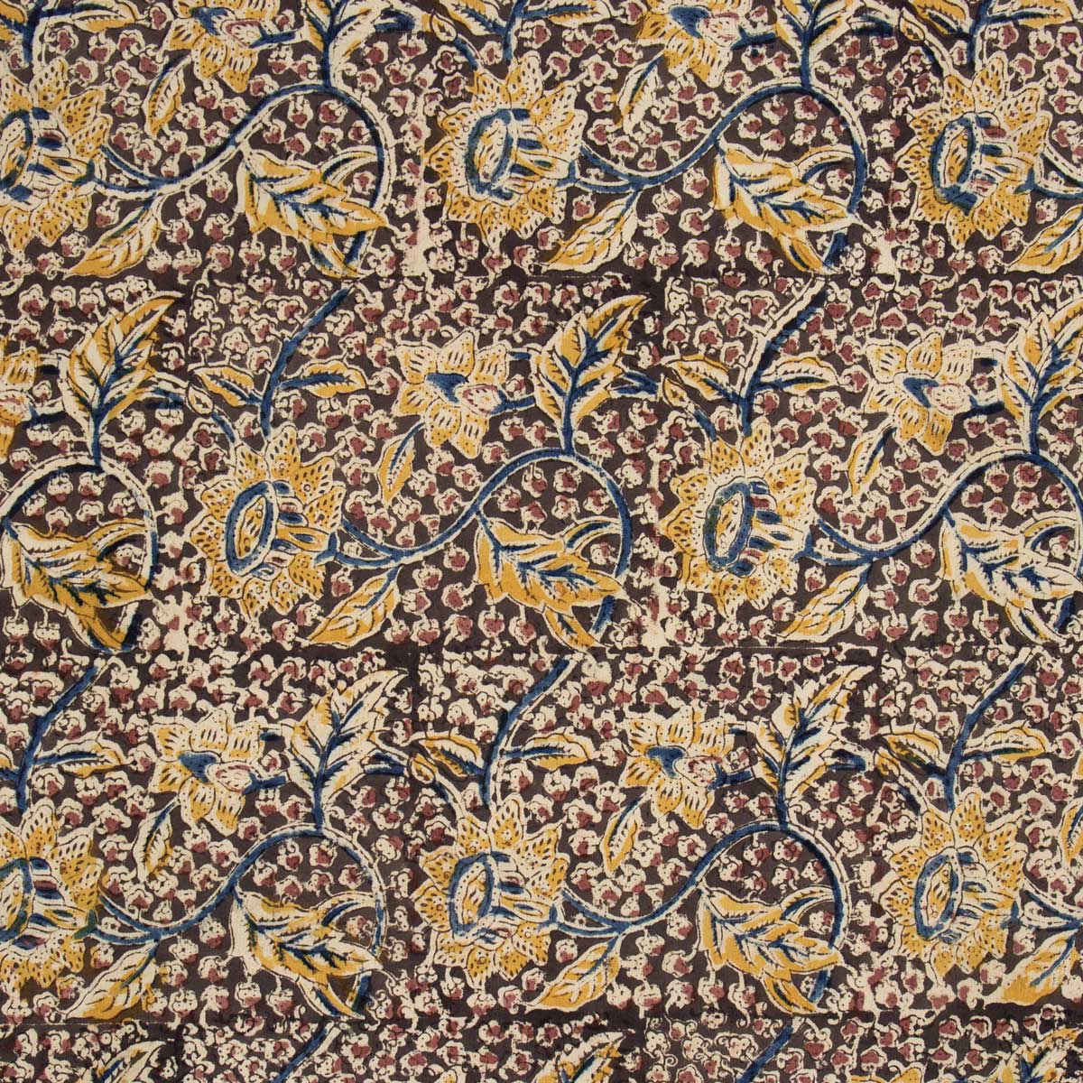 KALAMKARI Passiflora Metervara, brun/gul