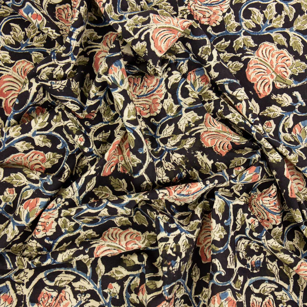 KALAMKARI Pink poppy Metervara