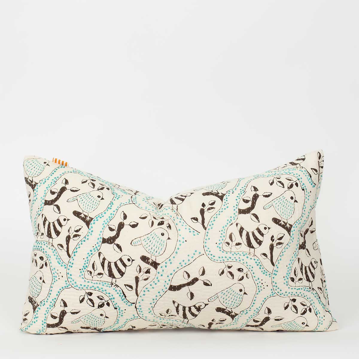 Mönstrat kuddfodral 50x30 cm - blå, brun och vitt