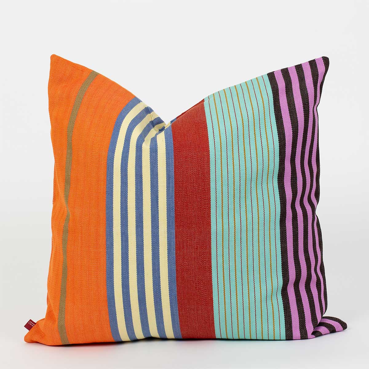 Randigt kuddfodral 50x50 - turkos, röd, orange