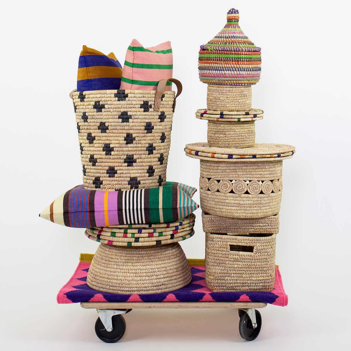 PALM PLUS Basket, natural/black