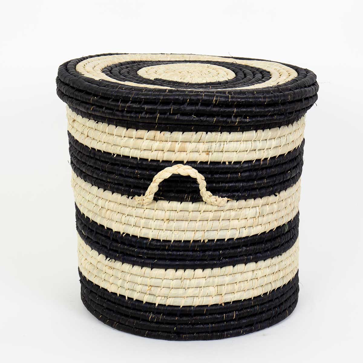 MADAGASKAR STRIPED Tvättkorg, M, svart/natur