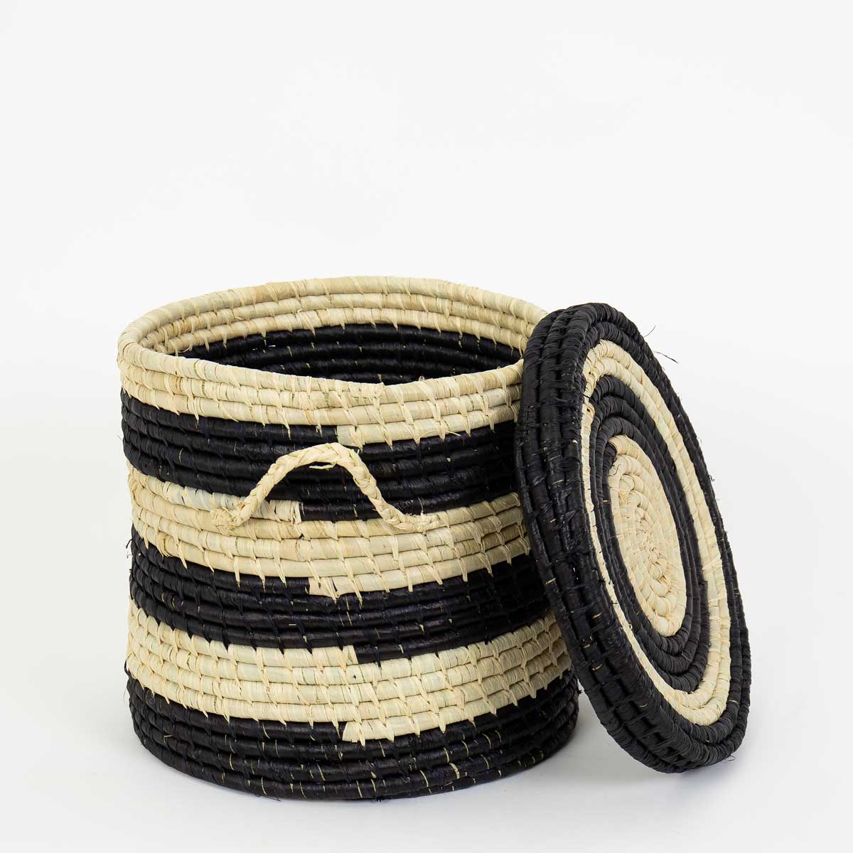 MADAGASKAR STRIPED Tvättkorg S, svart/natur
