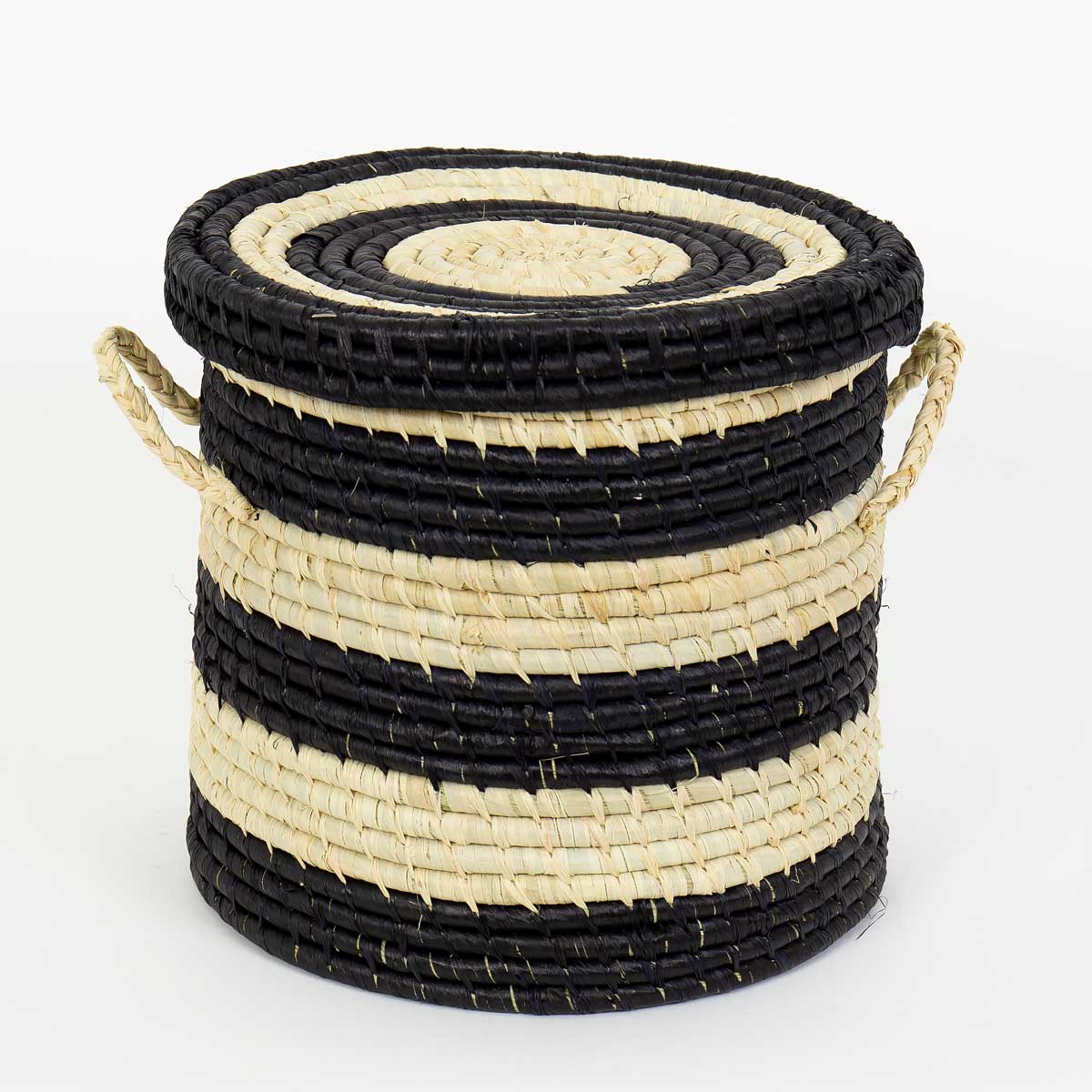 MADAGASKAR STRIPED Tvättkorg S, svart/natur