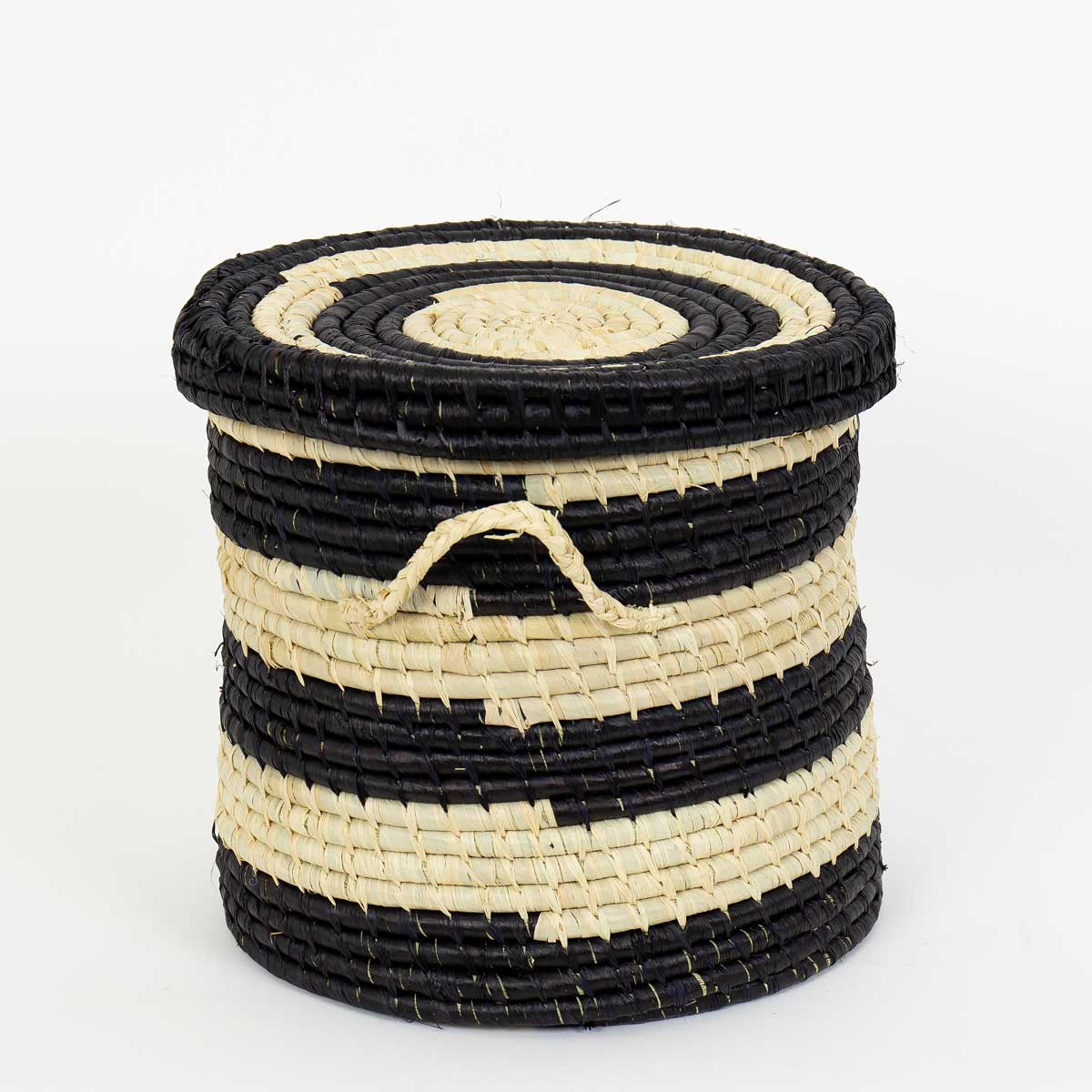 MADAGASKAR STRIPED Tvättkorg S, svart/natur