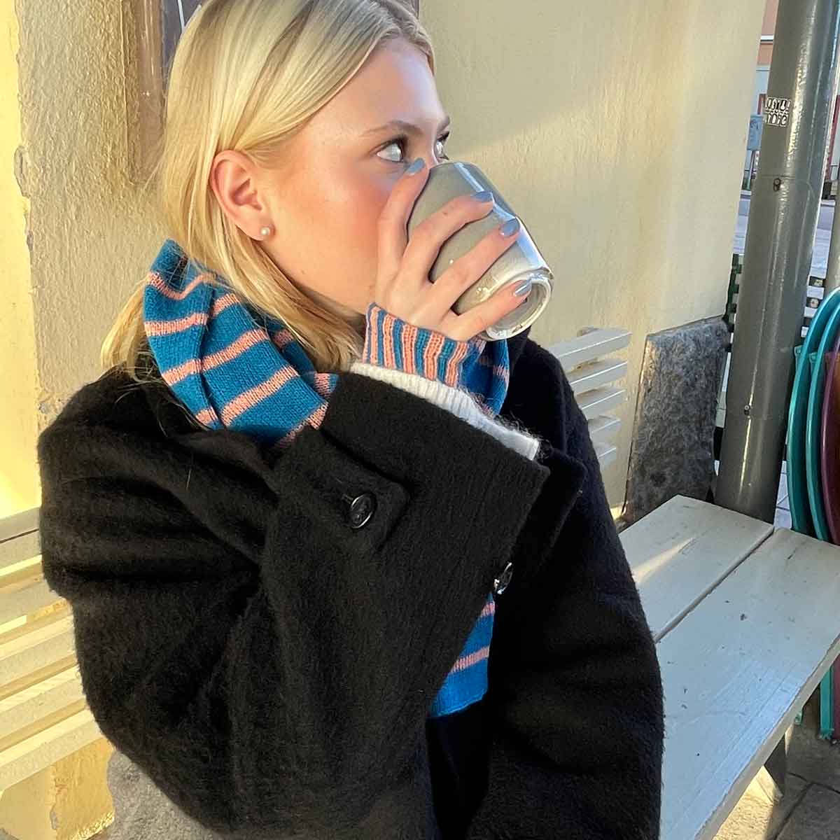 ALPACKA Scarf, turquoise/pink