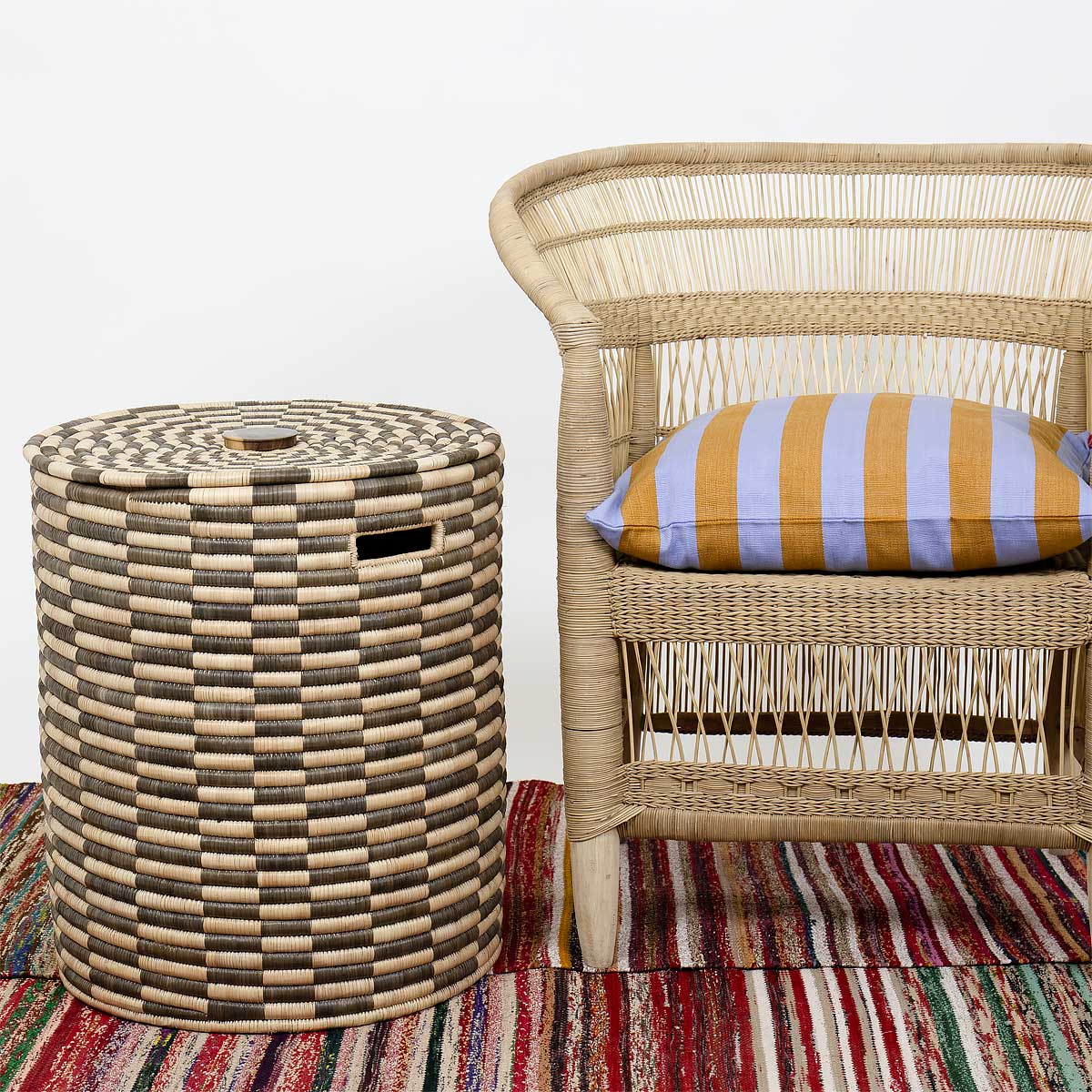 MALAWI CHECKED Laundry basket L