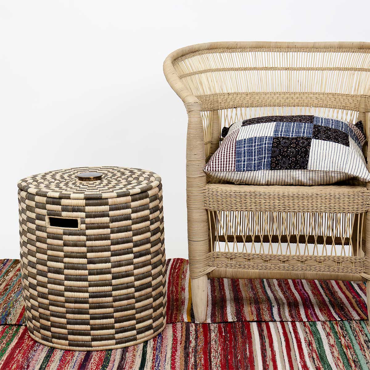 MALAWI CHECKED Laundry basket M