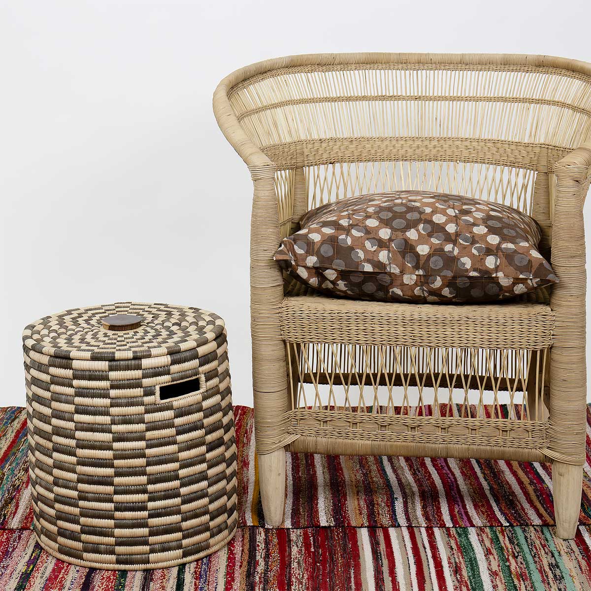 MALAWI CHECKED Laundry basket S