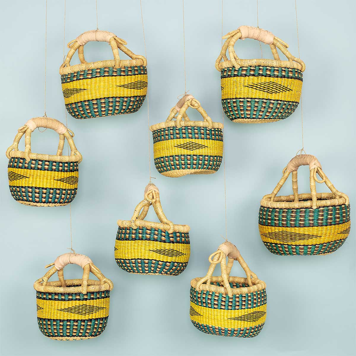MINIBOLGA DIAMOND Basket, yellow/turq/natur