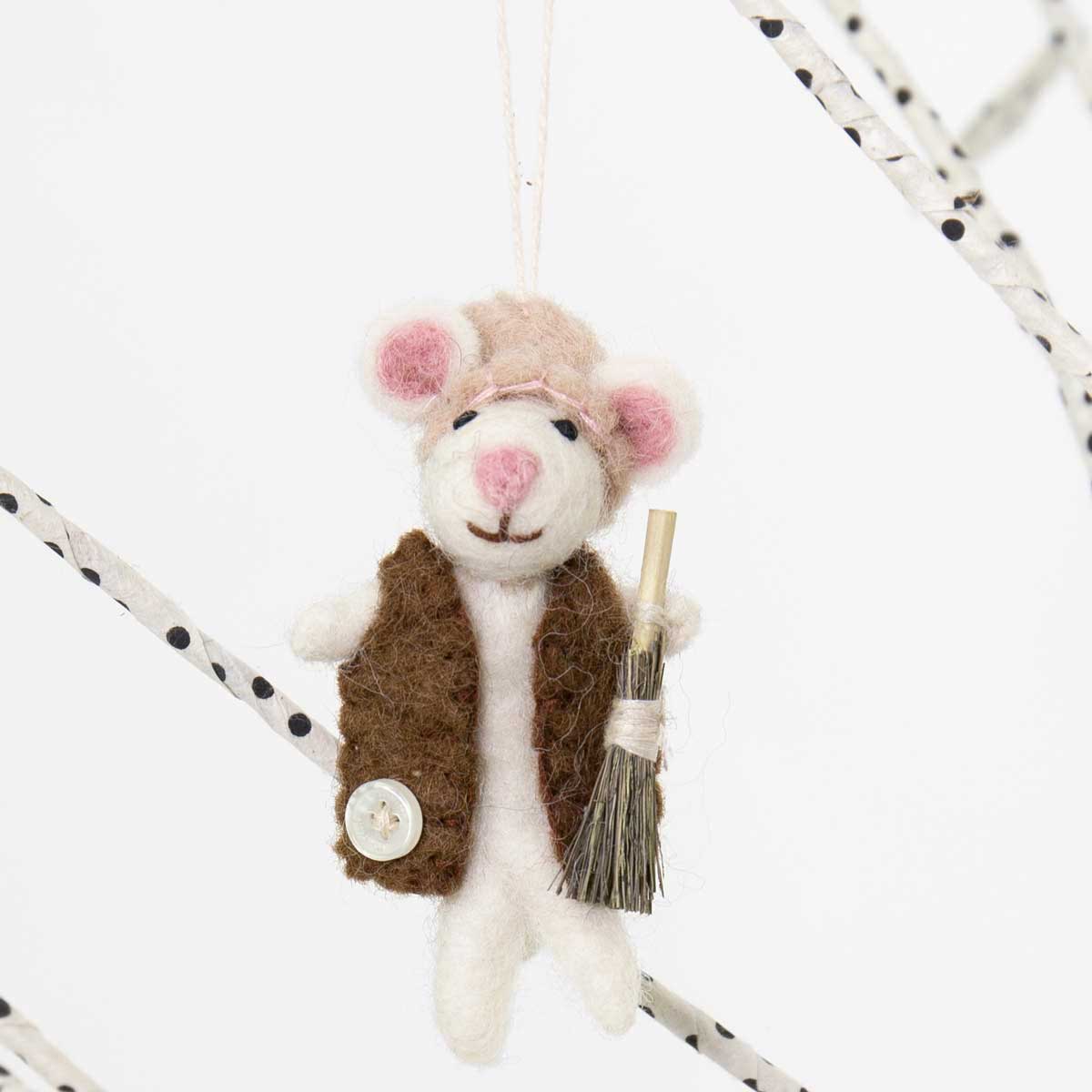 MOUSE WITH BROOM Easter ornament