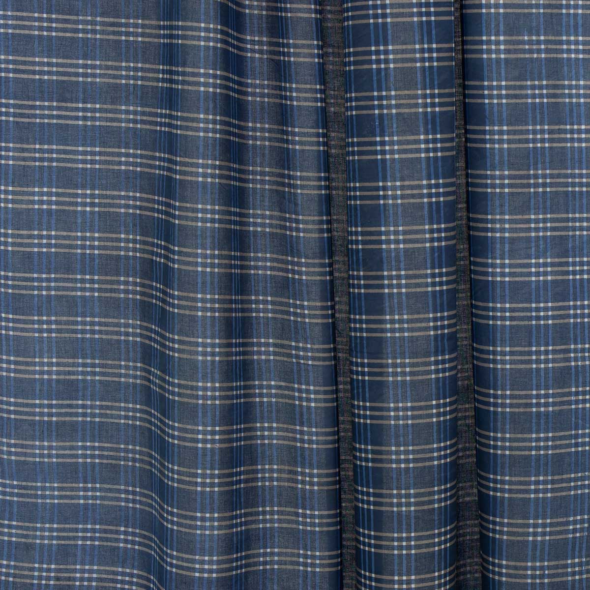 NATURAL CHECK Fabric, indigo