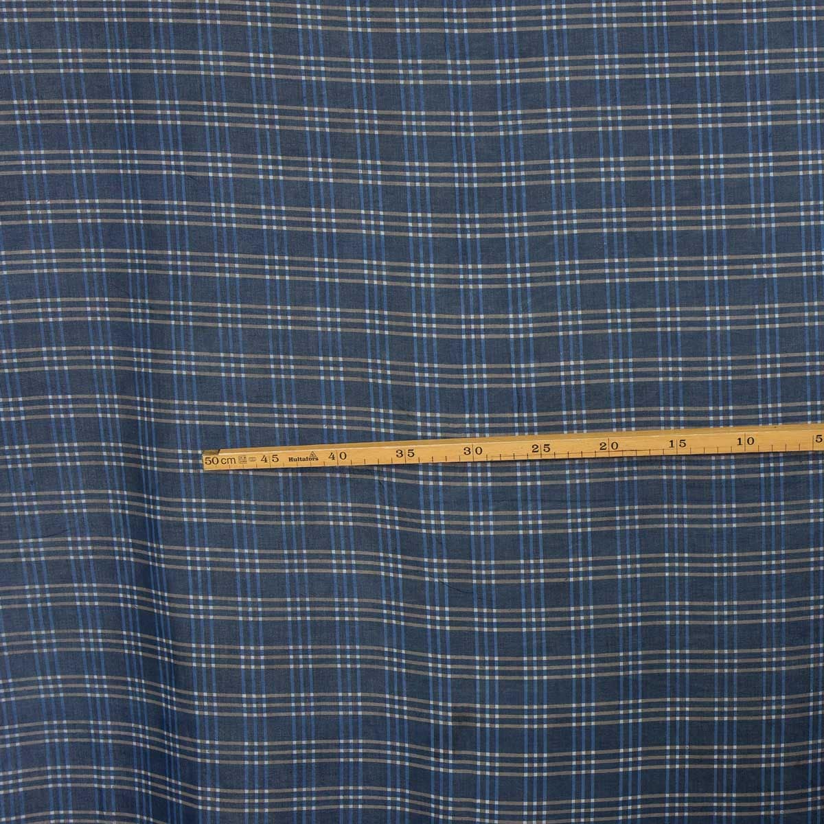 NATURAL CHECK Fabric, indigo