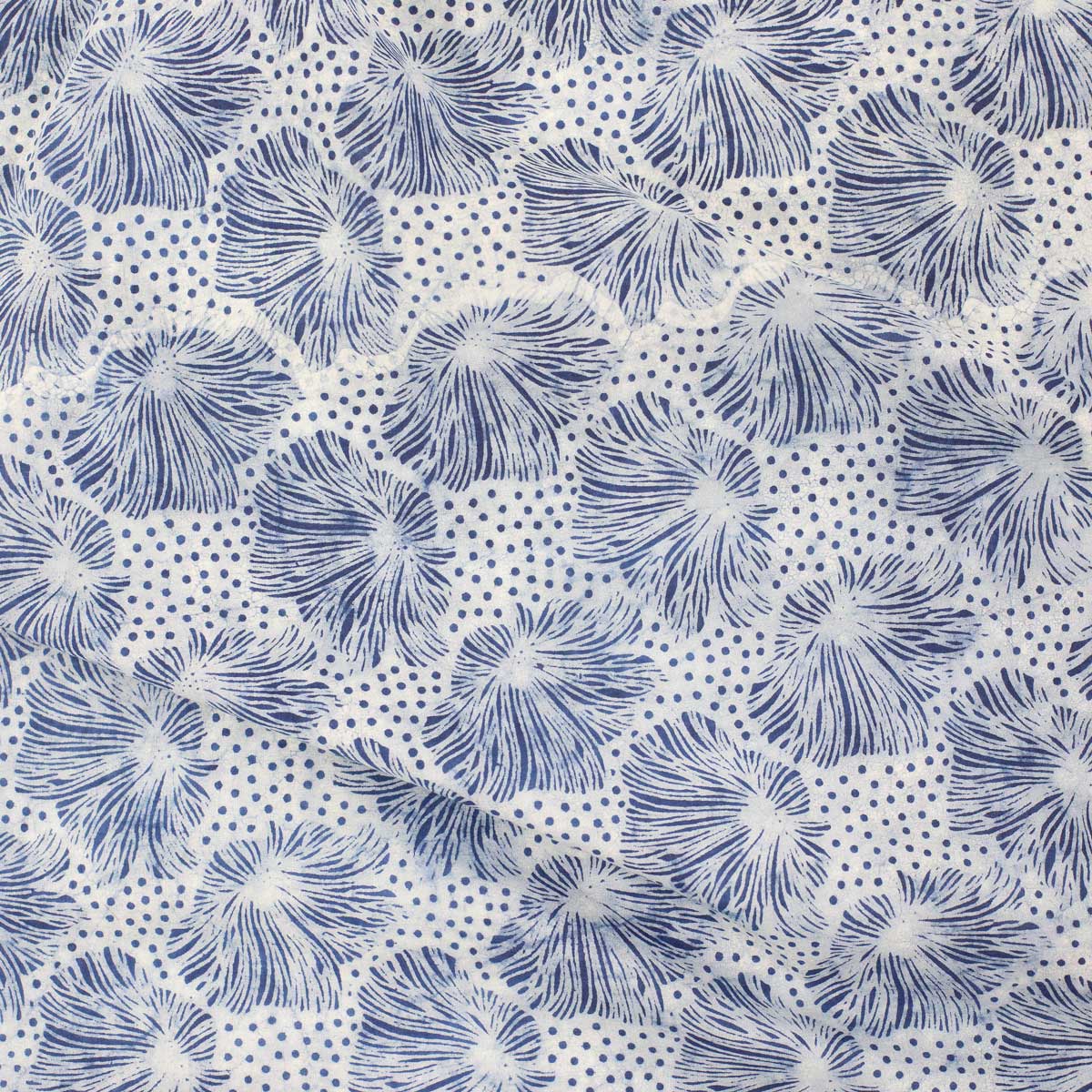 NATURAL Daffodil Fabric, indigo
