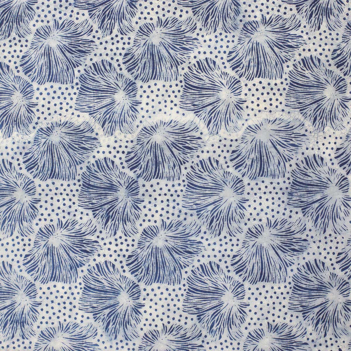 NATURAL Daffodil Fabric, indigo