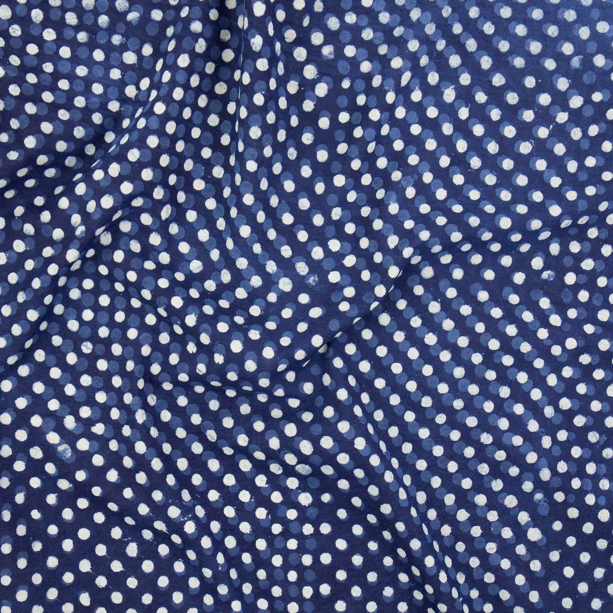 NATURAL DOUBLE DOT Fabric, indigo
