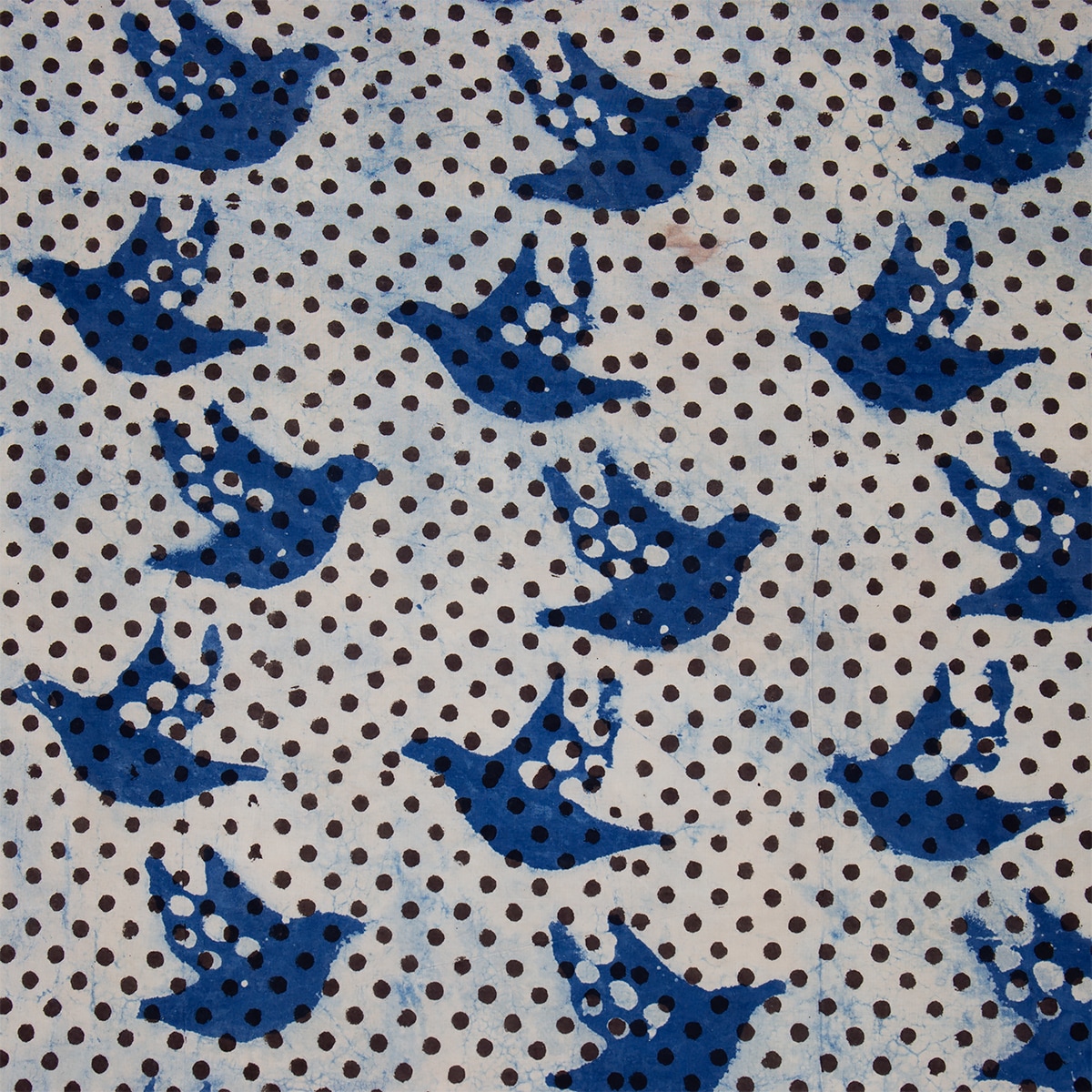 NATURAL Flying dot Fabric, indigo