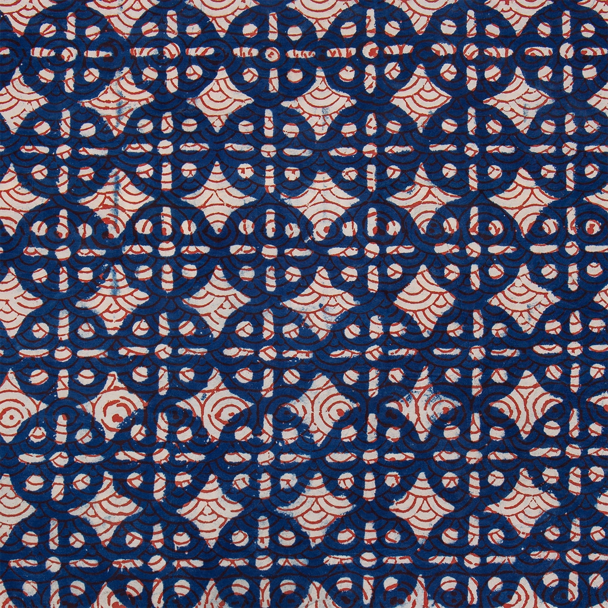 NATURAL Wallpaper Fabric, indigo/red