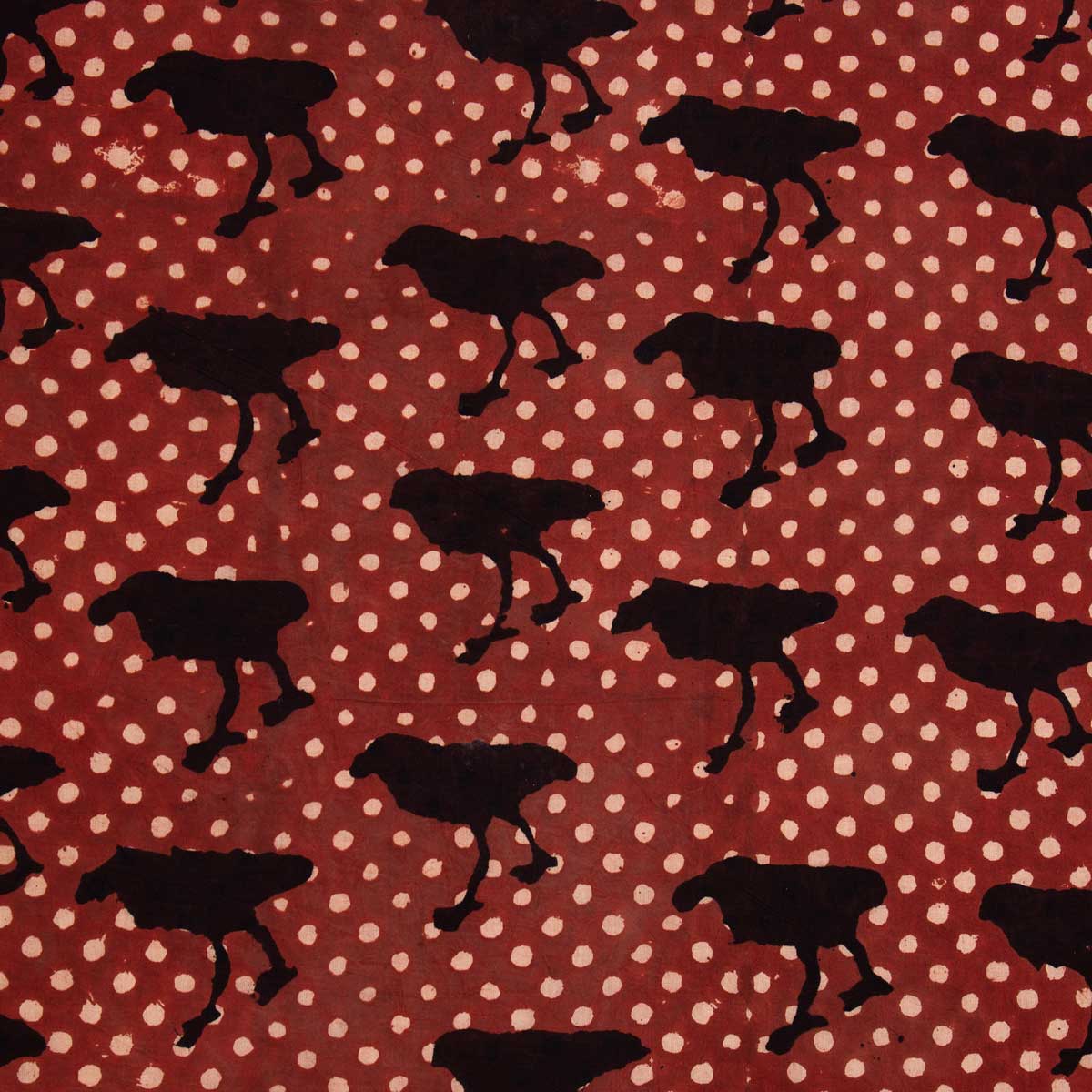 NATURAL BIRDDOT Fabric, red/black